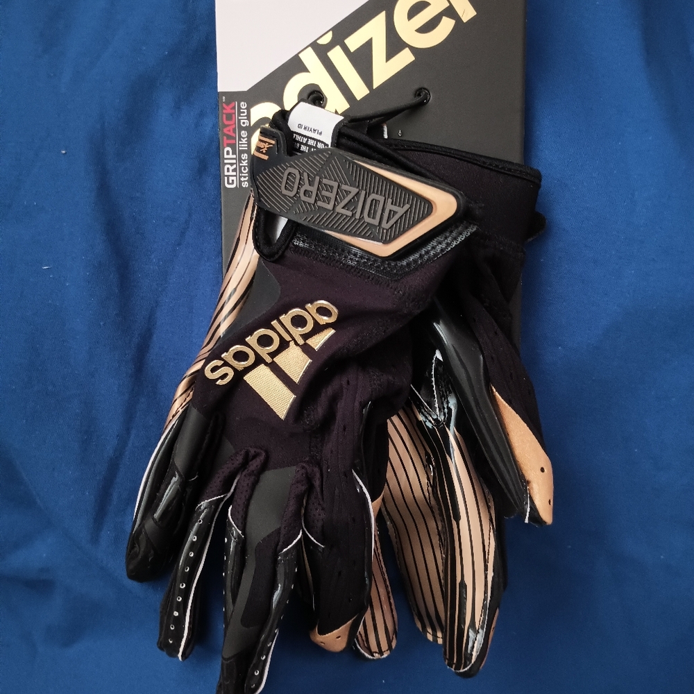 AdidasGrip Tack sticker like glue gloves size Large Black gold